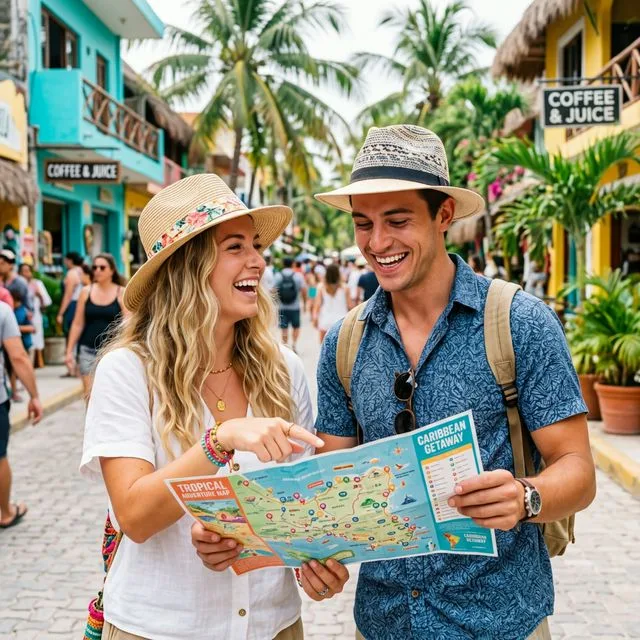 Couple looking at map
